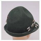 Vintage Austrian/German Green Felt Alpine Hat w/Pins