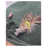 Vintage Austrian/German Green Felt Alpine Hat w/Pins