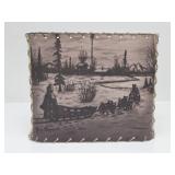 Very Cool Mid Century Fiberglass Lamp or Sconce w/ Sled Dog Scene