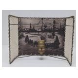 Very Cool Mid Century Fiberglass Lamp or Sconce w/ Sled Dog Scene