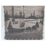 Very Cool Mid Century Fiberglass Lamp or Sconce w/ Sled Dog Scene