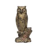 Original Antique Cast Iron Wide Owl Coin Bank