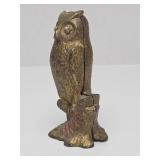 Original Antique Cast Iron Wide Owl Coin Bank
