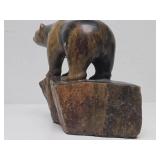 Excellent Larger Heavy Carved Stone Bear Sculpture