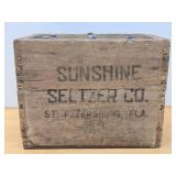 Set of 6 Vintage SUNSHINE SELTZER Bottles w/Original Crate