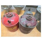 Large Lot of Galvanized Metal Gas Cans Buckets etc