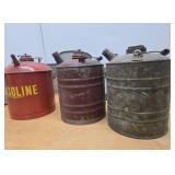 Large Lot of Galvanized Metal Gas Cans Buckets etc