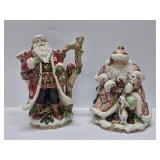 2 Large FITZ & FLOYD Santa Claus Christmas Items - Biscuit Jar & Large Figurine