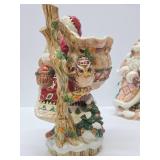 2 Large FITZ & FLOYD Santa Claus Christmas Items - Biscuit Jar & Large Figurine
