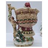 2 Large FITZ & FLOYD Santa Claus Christmas Items - Biscuit Jar & Large Figurine