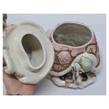 2 Large FITZ & FLOYD Santa Claus Christmas Items - Biscuit Jar & Large Figurine