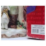 2 Large FITZ & FLOYD Santa Claus Christmas Items - Biscuit Jar & Large Figurine