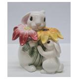 FITZ & FLOYD "Bunny Blooms" Cookie or Biscuit Jar