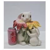 FITZ & FLOYD "Bunny Blooms" Cookie or Biscuit Jar