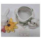 FITZ & FLOYD "Bunny Blooms" Cookie or Biscuit Jar