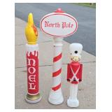 Great Group of Working Vintage Christmas Blowmold Yard Decorations