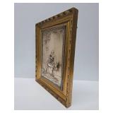 Great Looking Vintage Ornately Framed Embossed Metal Frieze Artwork - Man on Camel