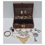 Jewelry Box Full of Vintage Signed & Unsigned Jewelry