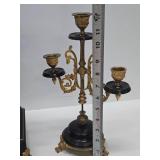 Ornate Antique French Japy Freres Mantel Clock Garniture Set w/Candelabras