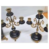 Ornate Antique French Japy Freres Mantel Clock Garniture Set w/Candelabras