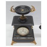 Ornate Antique French Japy Freres Mantel Clock Garniture Set w/Candelabras