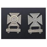 2 WW2 era Sterling Silver Sharpshooter Pins
