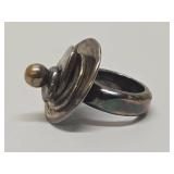 Signed Modernist Sterling Silver Ring by Uno De 50 - Size 6.5