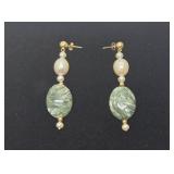14K Gold w/Freshwater Pearl & Seraphinite Earrings