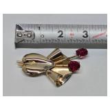 Signed Vintage VERMEIL Sterling Silver & Rhinestone Brooch