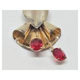 Signed Vintage VERMEIL Sterling Silver & Rhinestone Brooch