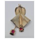 Signed Vintage VERMEIL Sterling Silver & Rhinestone Brooch