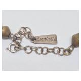 Signed Vintage Camenae JLR Janet Lee Ripley Sterling Silver & Carved Pearl Necklace