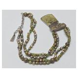 Signed Vintage Camenae JLR Janet Lee Ripley Sterling Silver & Carved Pearl Necklace