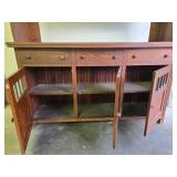 Antique Oak Built-In Buffet / Hutch