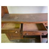 Antique Oak Built-In Buffet / Hutch