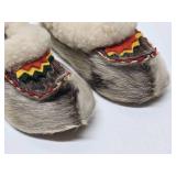 Excellent Vintage Handmade Pair of Reindeer Skin Sami Child Shoes