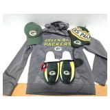 Nice Clean New & Like New GREEN BAY PACKERS Sweatshirt, Hats Slippers etc