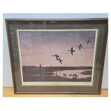 Framed Signed Numbered LES KOUBA Wildlife Print w/Pintail Ducks - "After the Rain"