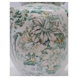 Wonderful Antique Pitcher & Basin Set w/Very Nice Green & Gold on White Floral Design