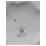 Wonderful Antique Pitcher & Basin Set w/Very Nice Green & Gold on White Floral Design