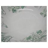 Wonderful Antique Pitcher & Basin Set w/Very Nice Green & Gold on White Floral Design