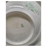 Wonderful Antique Pitcher & Basin Set w/Very Nice Green & Gold on White Floral Design