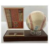 ROD  CAREW Autographed Baseball With 1969 Topps Baseball Card On Stand