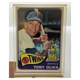 TONY OLIVA Autographed Baseball With 1965 Topps Baseball Card On Stand