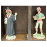 Misc. Vintage Collectible Miniature Emmett Kelly Clown Figurines With Wood Shelf Display