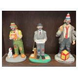 Misc. Vintage Collectible Miniature Emmett Kelly Clown Figurines With Wood Shelf Display