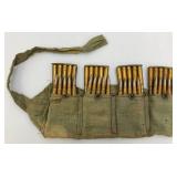 WWII 1944 Turkish Mauser 8MM 7.9 Ammo Belt With 14 Five Round Clips (70 Total Rounds)