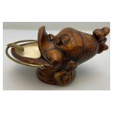 RARE MCM Vintage 1956  Hawaii Treasure Craft Pottery Tiki Ashtray 6 1/2"L x 3 1/4" H x 4" W