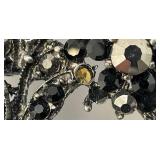 Vintage Black Rhinstone Flower Pin Brooch (One Tiny Stone Missing)