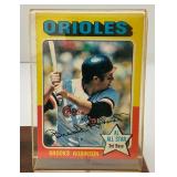 Brooks Robinson Autographed Baseball With 1975 Topps Baseball Card On Stand